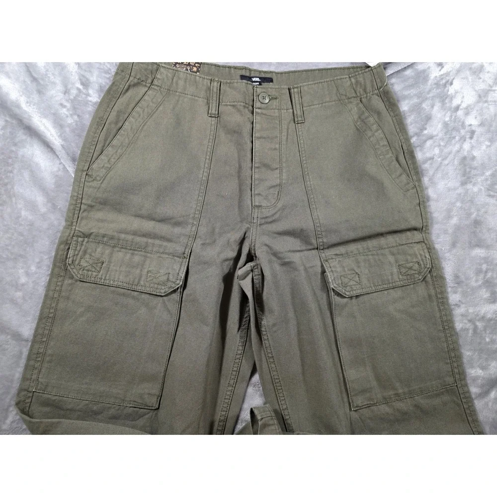 NWT Vans Women's Size 31 (34x31) Olive Green Canvas Arroyo Wide Leg Cargo Pants - Picture 3 of 10